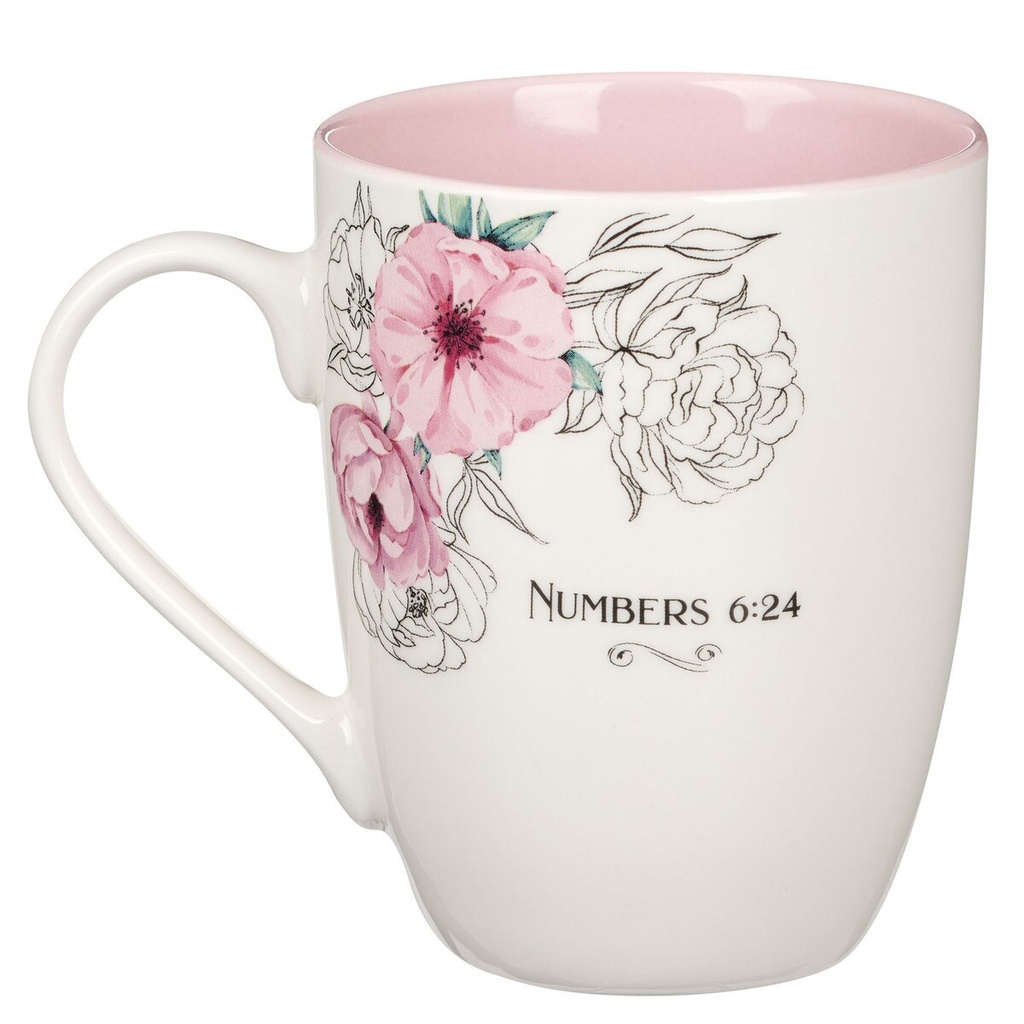 Mug Lord Bless You & Keep You Pink Floral