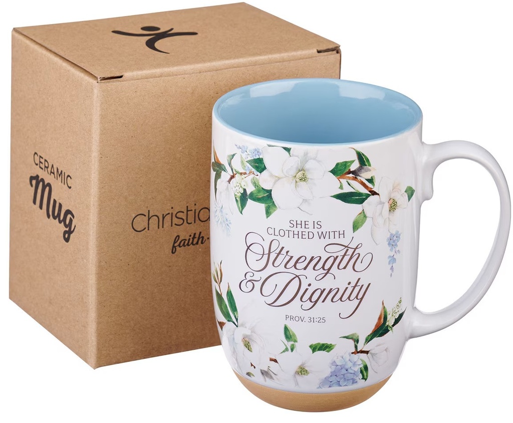 Mug Strength & Dignity Blue Floral Prov 31:25