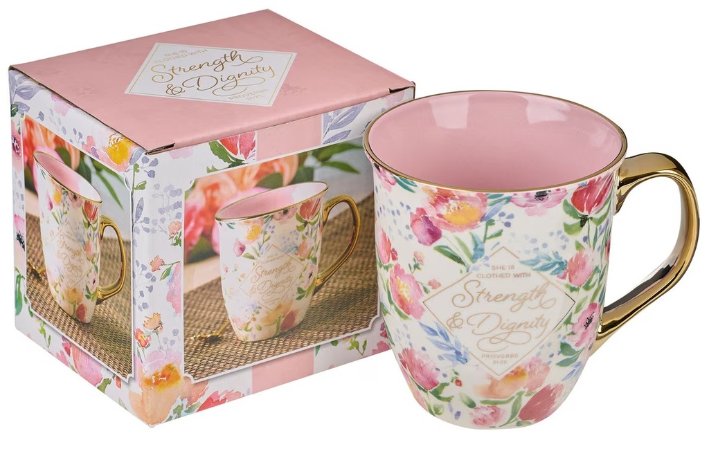 Mug Strength & Dignity Pastel Floral