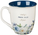 Mug Strength & Dignity White/Flowers