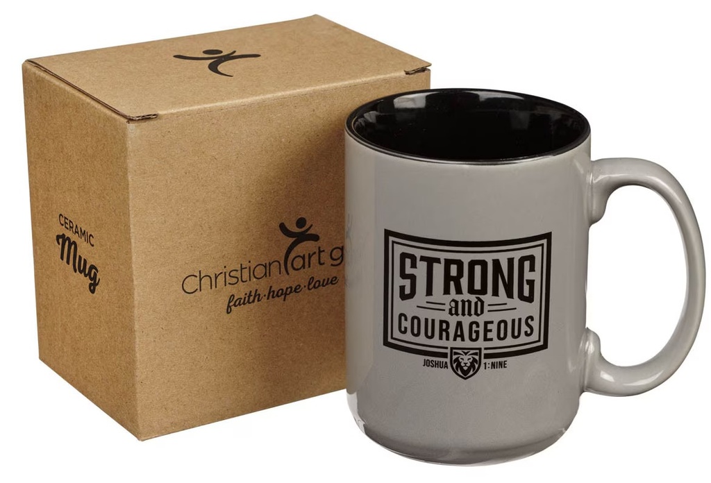 Mug Strong and Courageous Grey