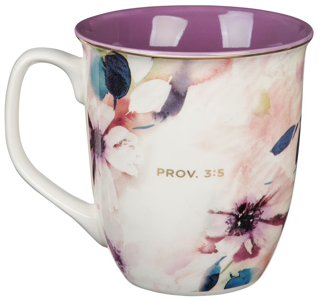 Mug Trust In The Lord Purple Bloom Ceramic