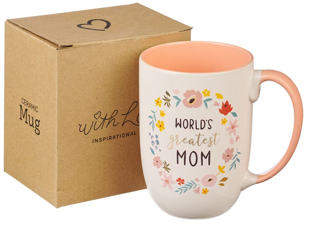 Mug Worlds Greatest Mom Peach Floral (02/25)
