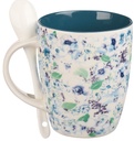 Mug w/Spoon By Grace You Have Been Saved Blue Floral