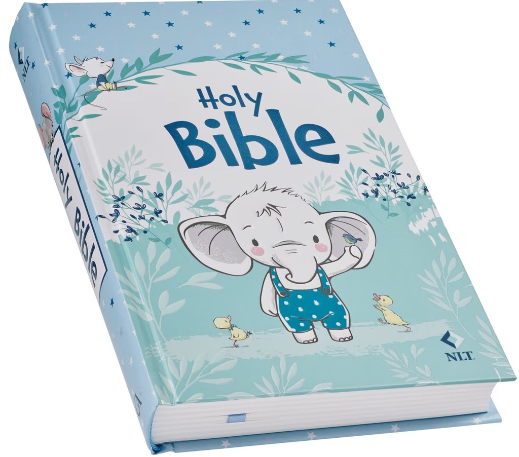 NLT Baby Keepsake Bible Blue Elephant Floral