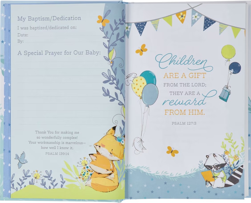 NLT Baby Keepsake Bible Blue Elephant Floral