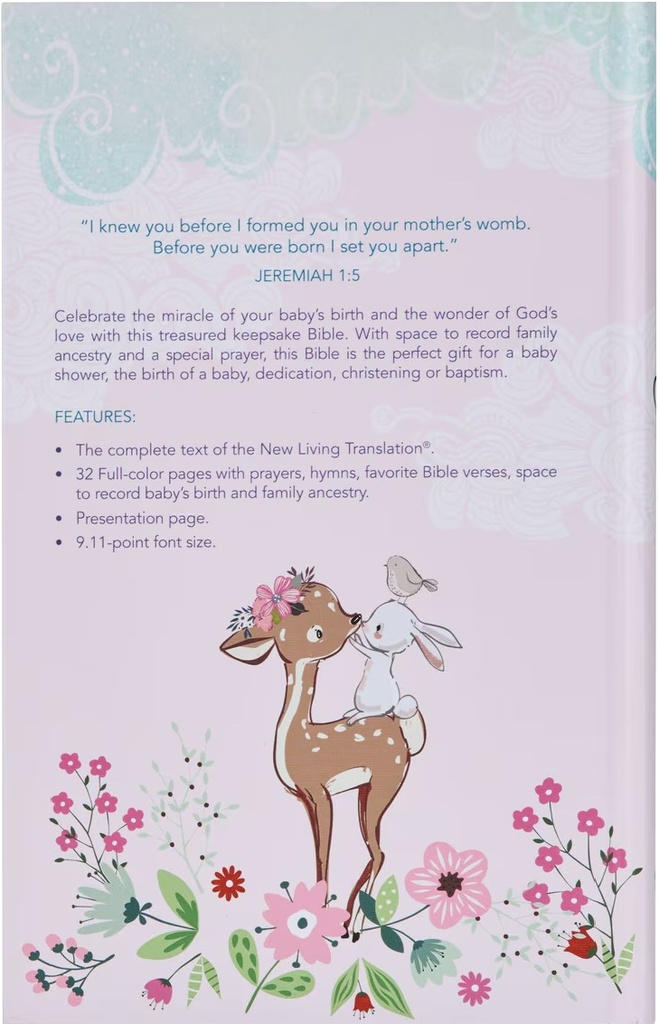 NLT Baby Keepsake Bible Blush Pink Deer