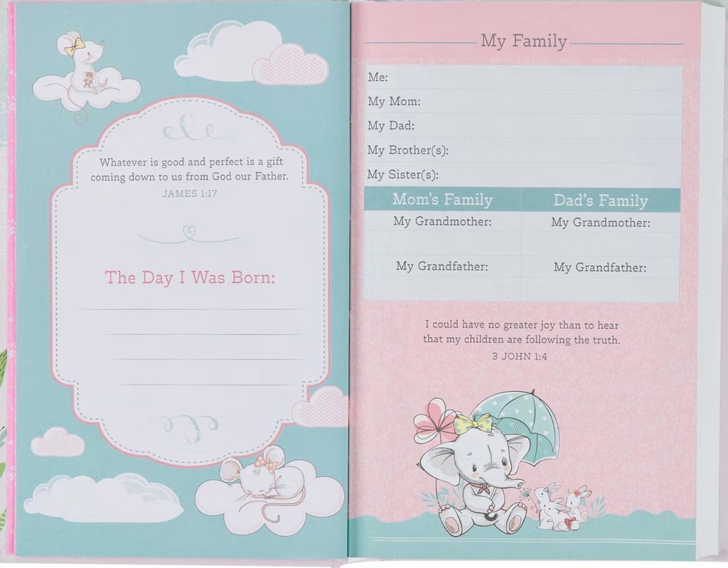 NLT Baby Keepsake Bible Blush Pink Deer