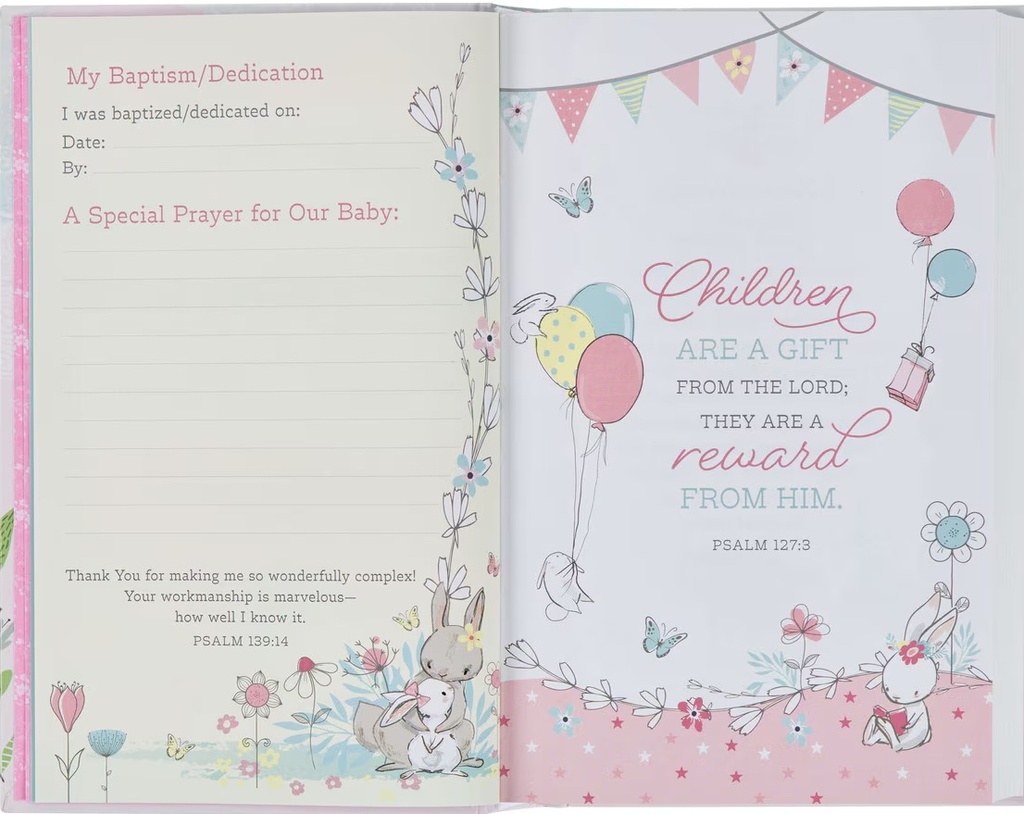 NLT Baby Keepsake Bible Blush Pink Deer