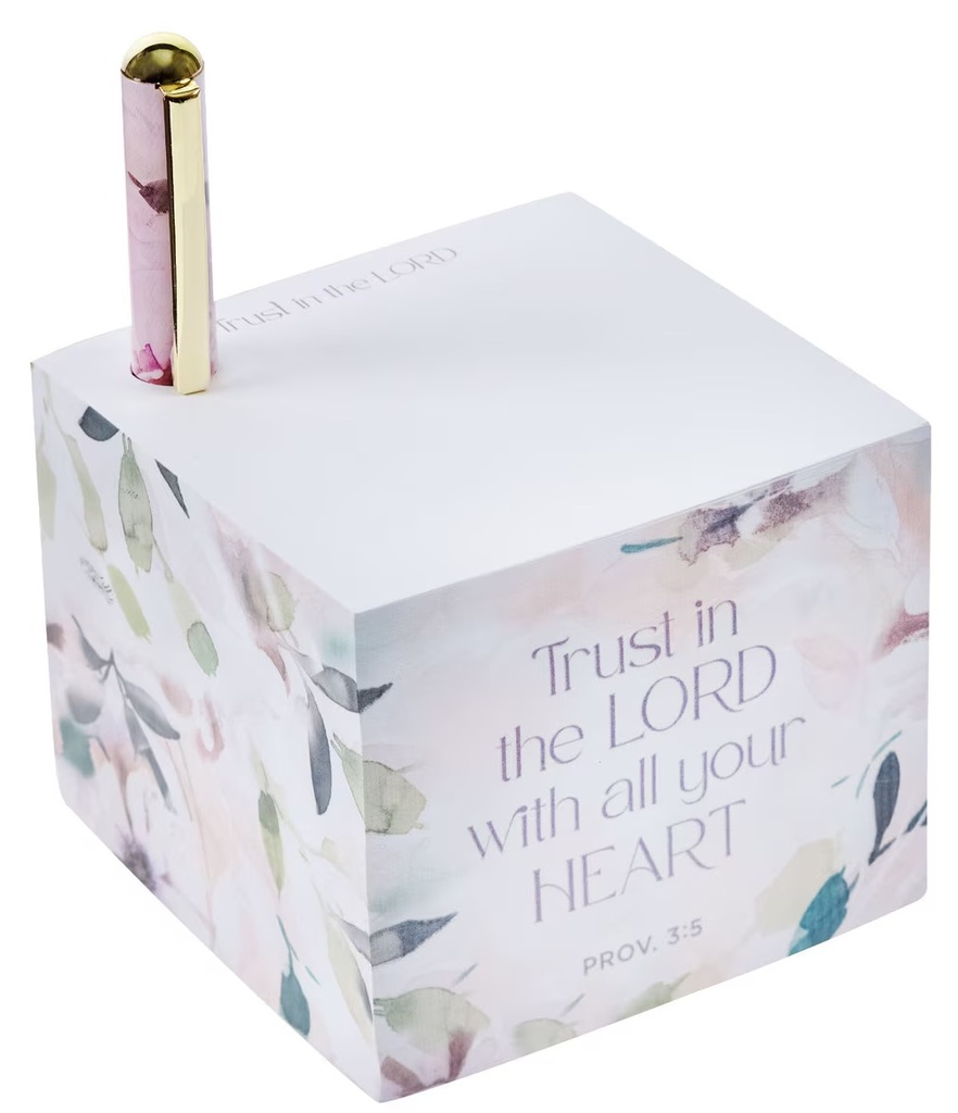 Note Block With Pen Trust In the Lord Purlple Bloom