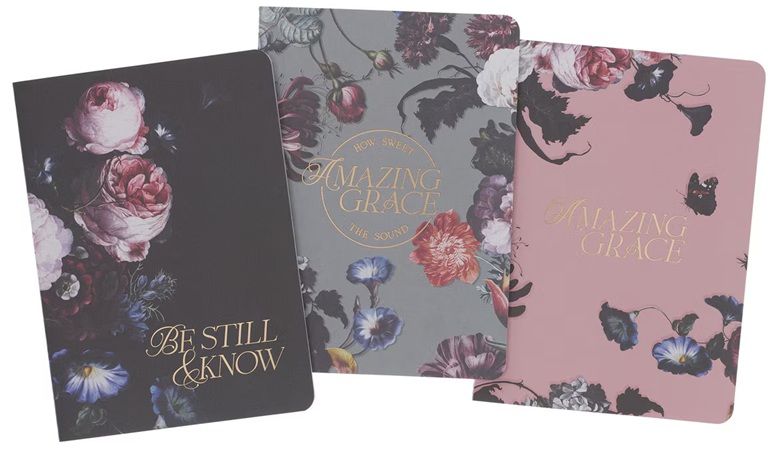 Notebook Set 3pc Be Still Midnight Blue Floral
