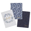 Notebook Set 3pc Faith Grace Love Blue Floral Tile 