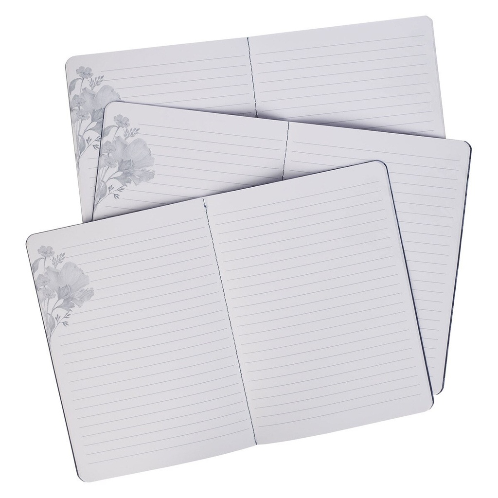 Notebook Set 3pc Faith Grace Love Blue Floral Tile 