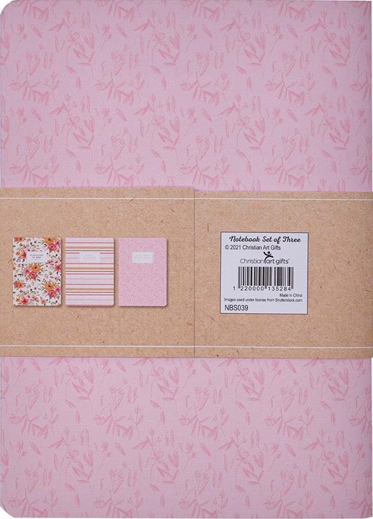 Notebook Set Blessed Pink Floral Stripes (Set Of 3)