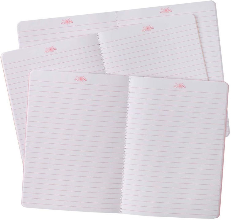 Notebook Set Blessed Pink Floral Stripes (Set Of 3)