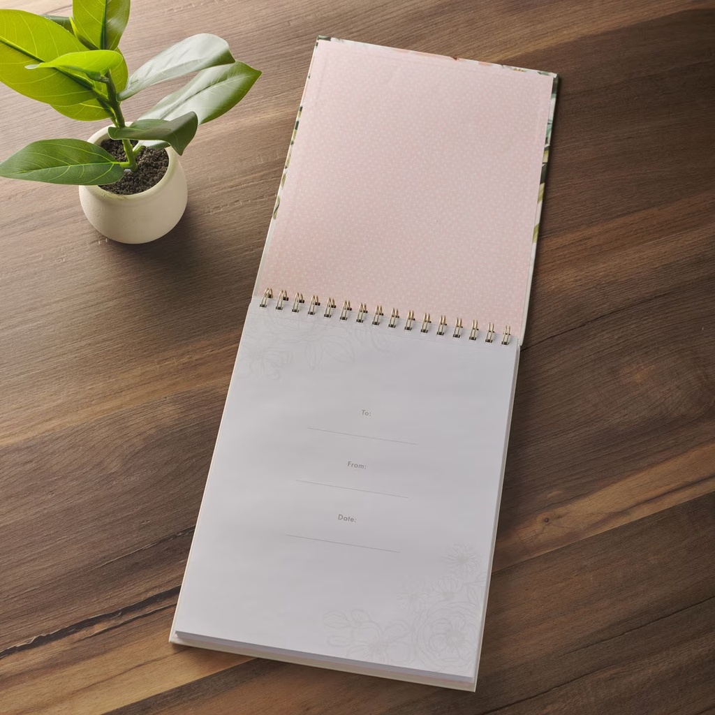 Notepad Under His Wings Green Floral Wirebound (01/25)