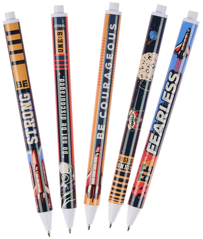 Pen Set 5Pc Be Strong Courageous Blue Space (01/25)