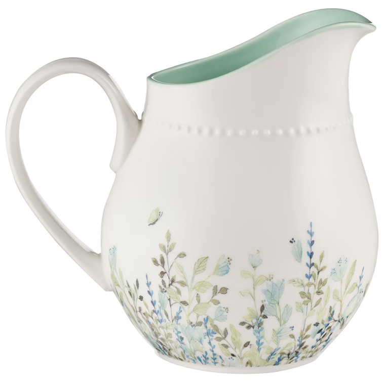 Pitcher Faith Hope Love Ceramic White/Flowers