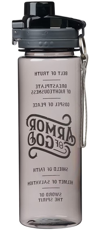 Water Bottle Plastic Armor Of God Black
