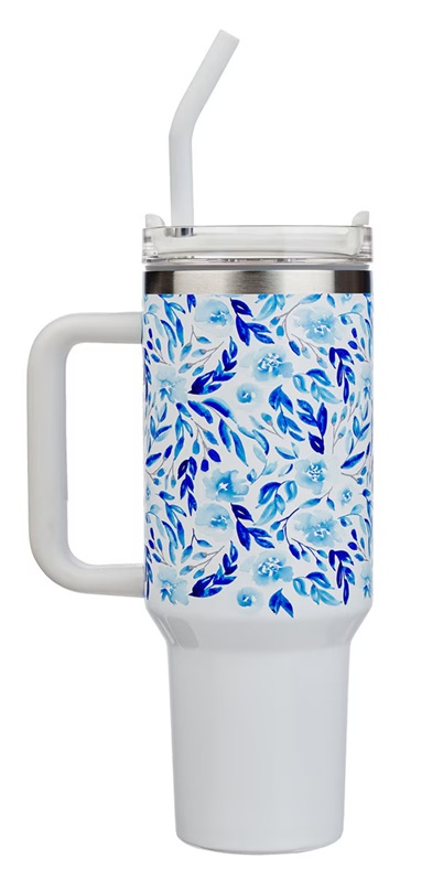 Tumbler Trust Blue Floral SS with Straw (01/25)