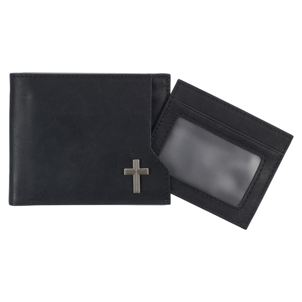 Wallet Silver Cross Black Genuine Leather