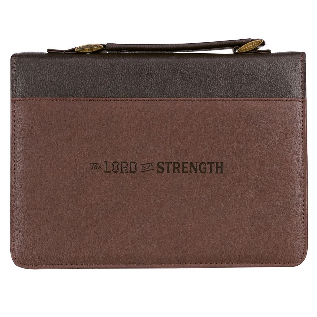 Bible Case Large Strength & Defence Lion Brown Luxleather