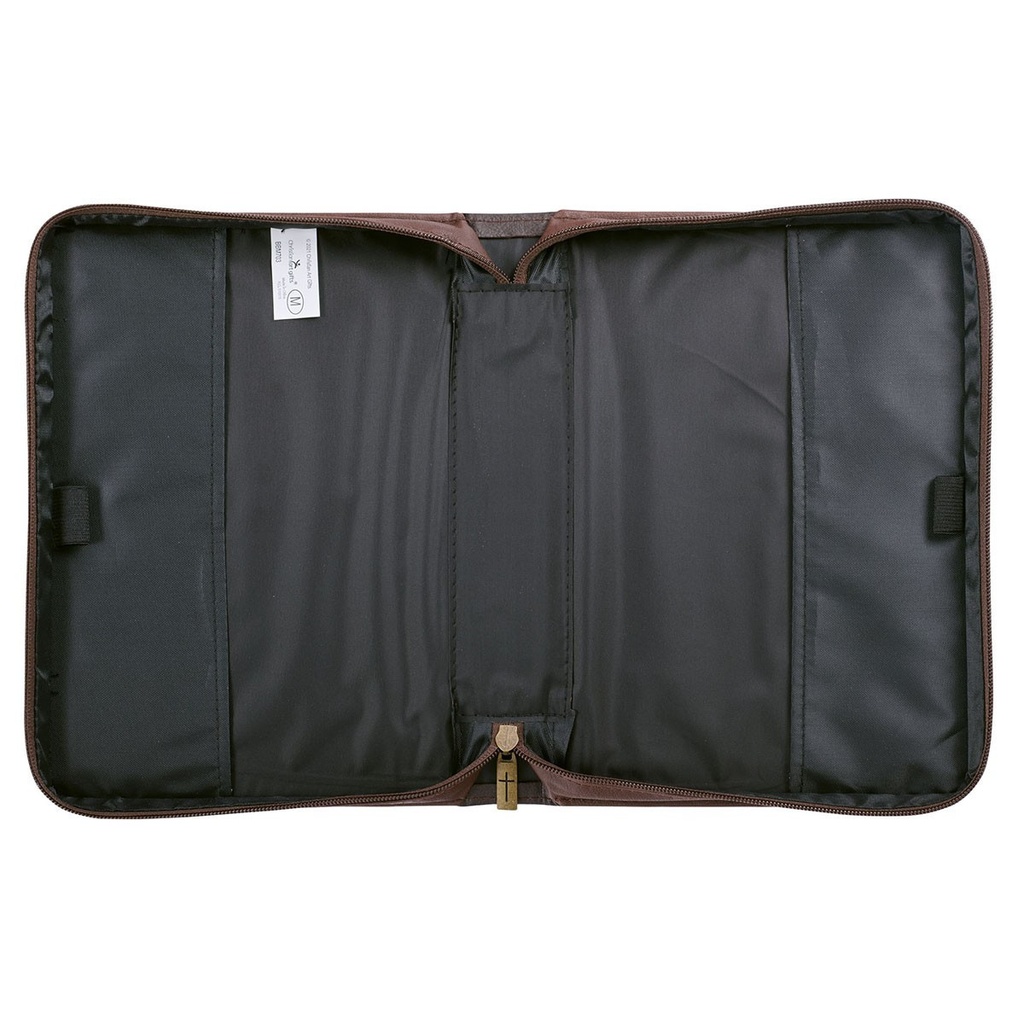 Bible Case Large Strength & Defence Lion Brown Luxleather