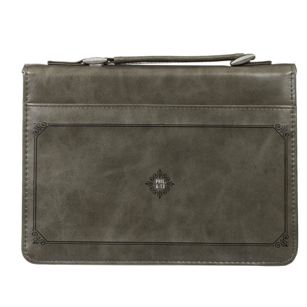 Bible Case I Can Do All Things Filigree Grey Large