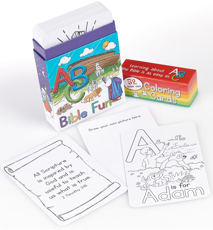 ABC Bible Fun: Colouring Cards for Kids 09/24