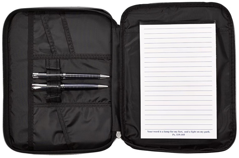 Bible Case Black Two-Fold LuxLeather Organizer Large