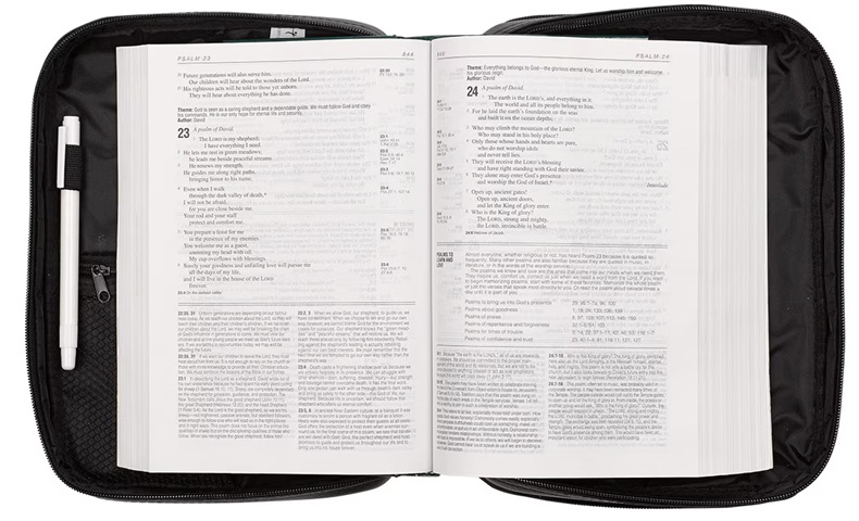 Bible Case Black Two-Fold LuxLeather Organizer Large