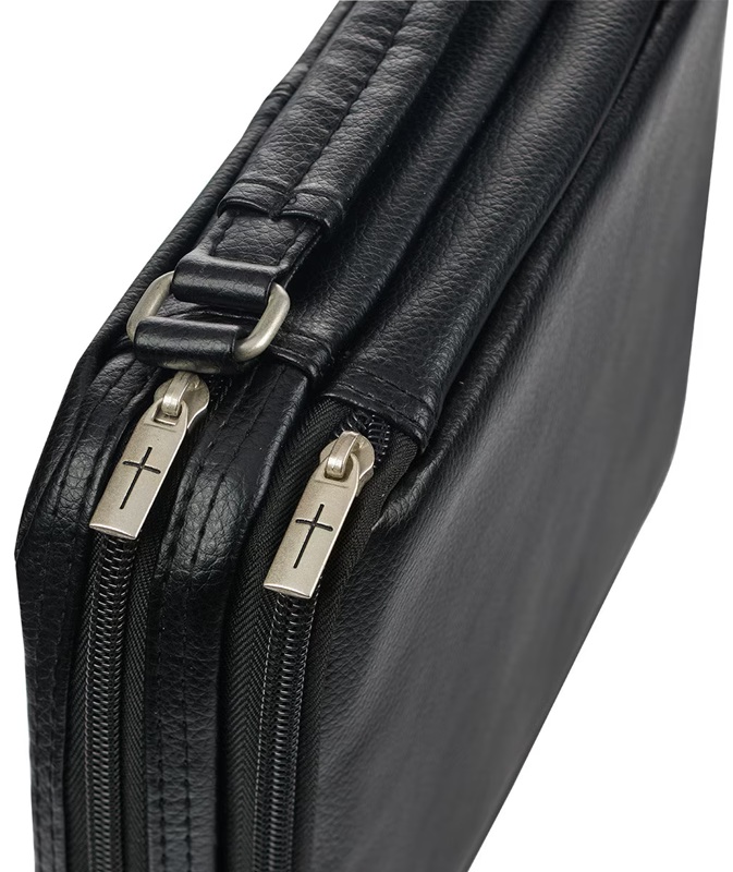 Bible Case Black Two-Fold LuxLeather Organizer Large