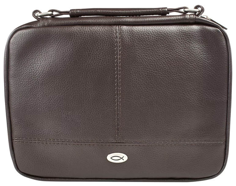 Bible Case Brown Two-Fold LuxLeather Organizer Large