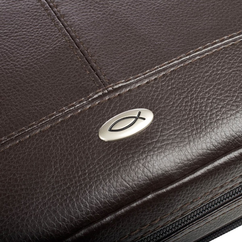Bible Case Brown Two-Fold LuxLeather Organizer Large