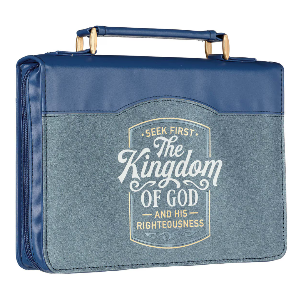 Bible Case Large Kingdom of God Blue Faux Leather