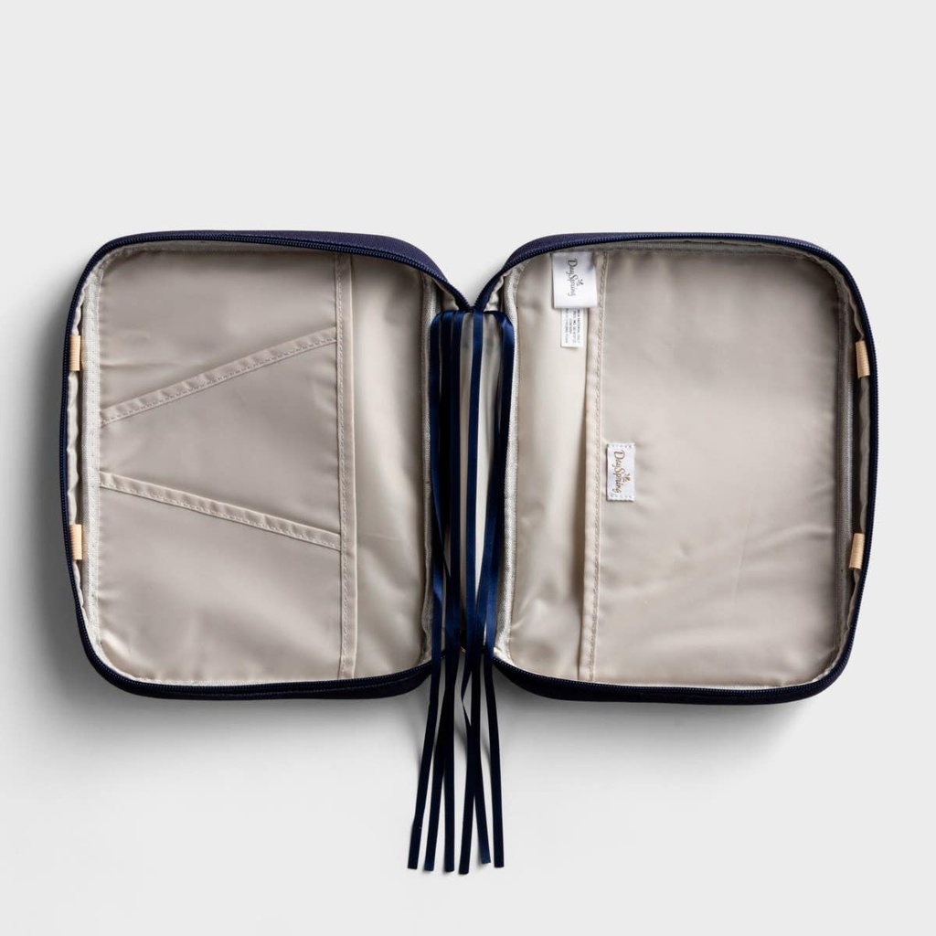 Bible Case Large Gold Cross Navy Canvas