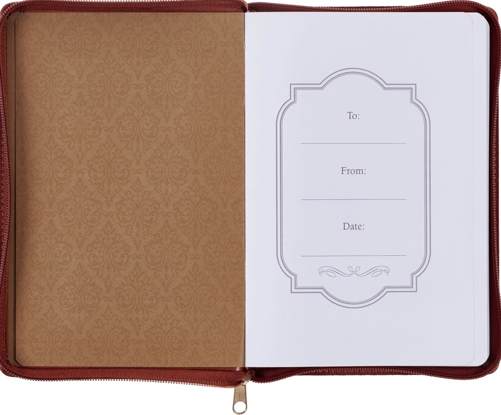 Journal Classic Be Strong and Courageous Brown Zip