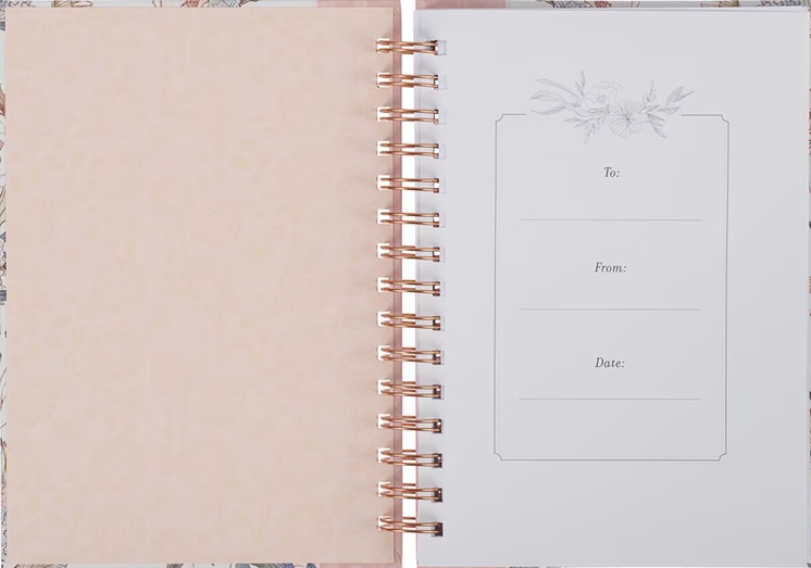 Journal Be Still Pink Floral Wirebound 