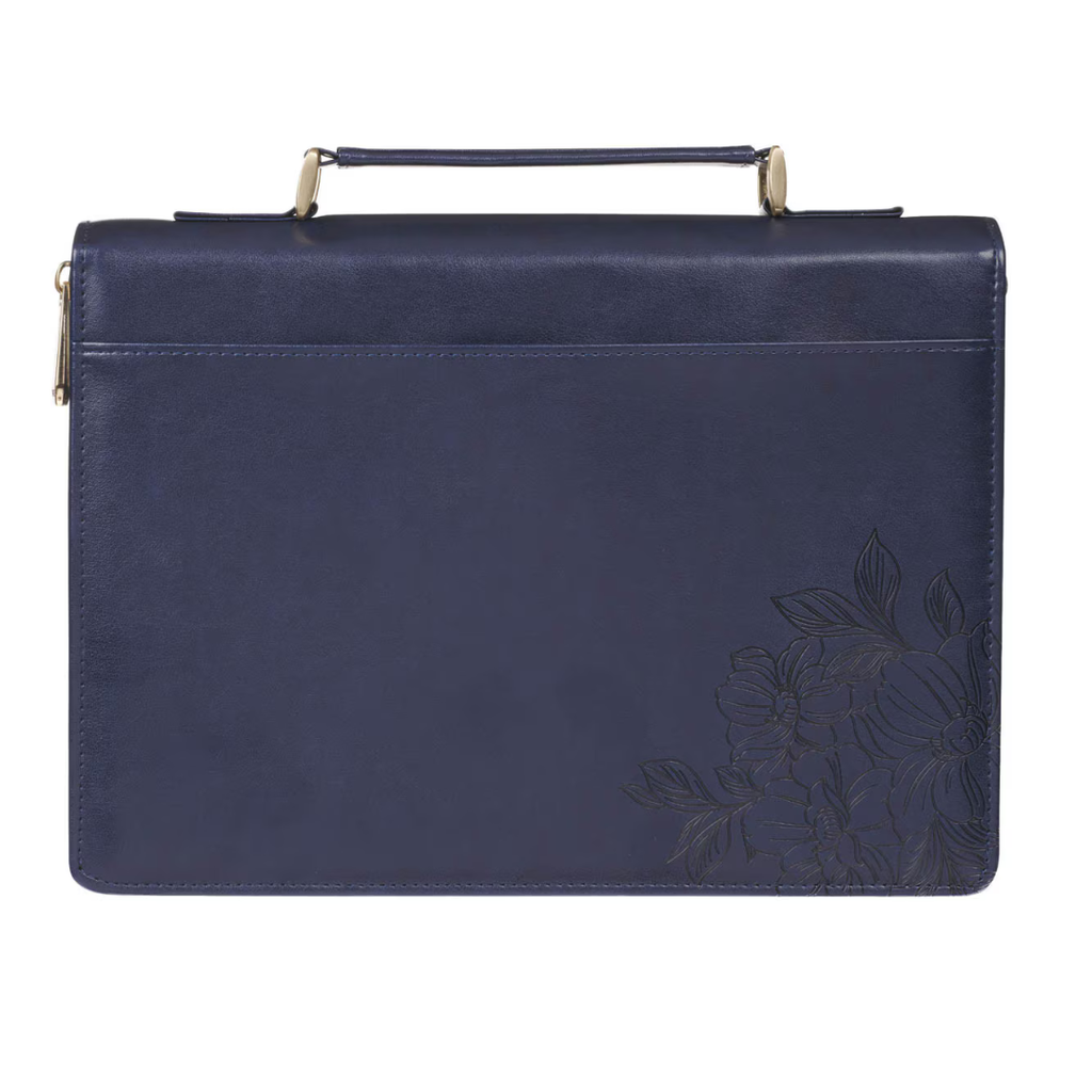 Bible Case Large Strength & Dignity Blue Flowers