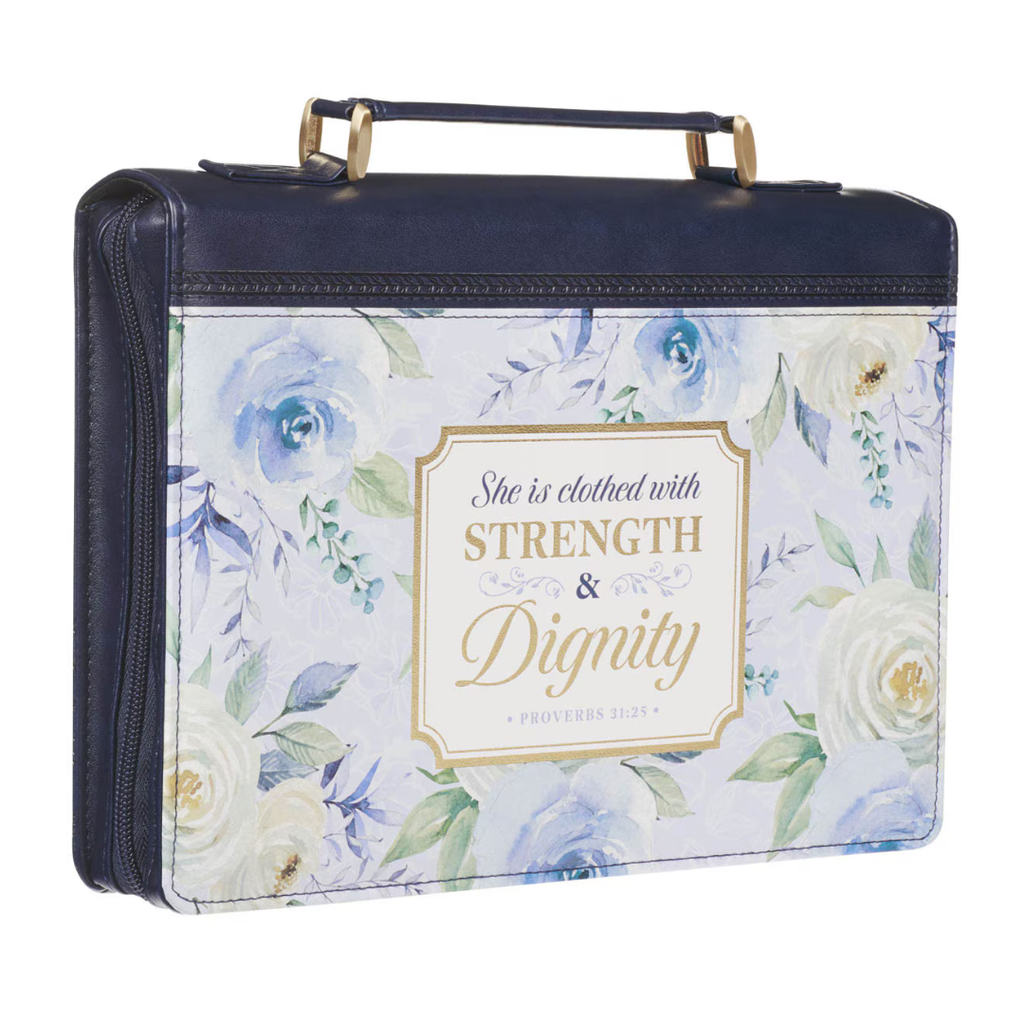 Bible Case Med Strength & Dignity Blue Flowers