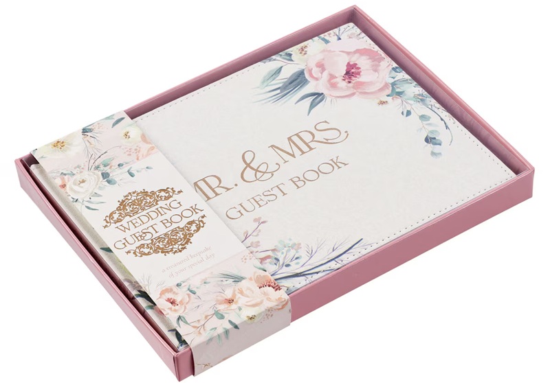 Guest Book Medium Mr & Mrs Peach Floral