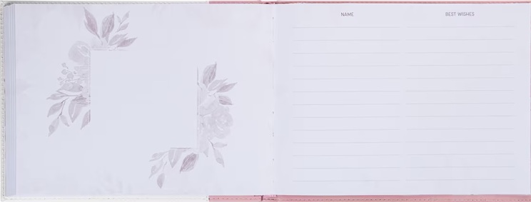 Guest Book Mr & Mrs Pink Floral Faux Leather