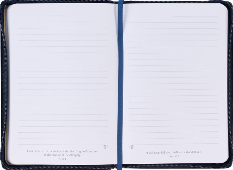 Journal Be Strong & Courageous Blue Faux Leather Zip