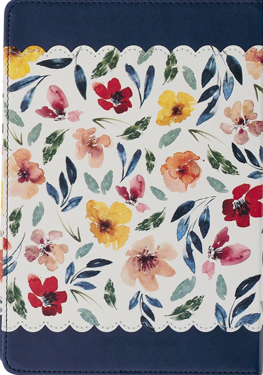 Journal Give Thanks Blue Floral Faux Leather 