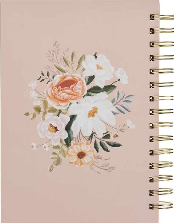 Journal Good Work In You Peach Floral Wirebound