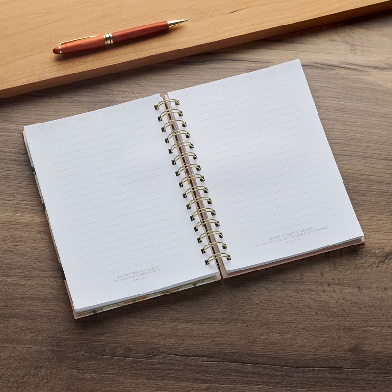 Journal Good Work In You Peach Floral Wirebound