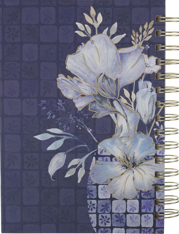 Journal Grace Blue Floral Tile Wirebound 