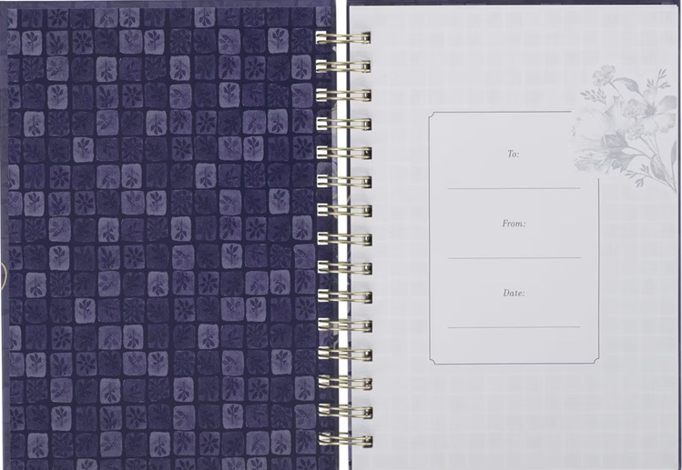 Journal Grace Blue Floral Tile Wirebound 