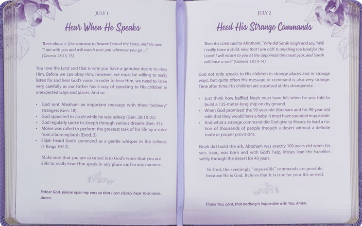 Strong & Courageous 366 Devotions Purple Flexcover