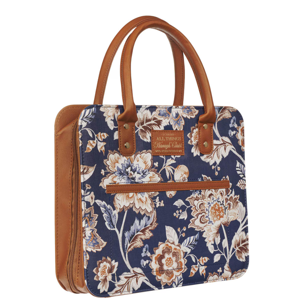 Bible Cover Purse L I Can Do All Things Brown&Navy